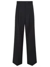 Sportmax Oversized Stretch Wool Trousers In Brown
