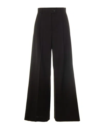 Sportmax Pantalone Oversize In Lana Stretch In Black