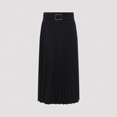 Sportmax Wool Low-rise Pleated Midi Skirt In Blue