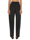 Sportmax Box-pleat Wool Palazzo Pants In Black