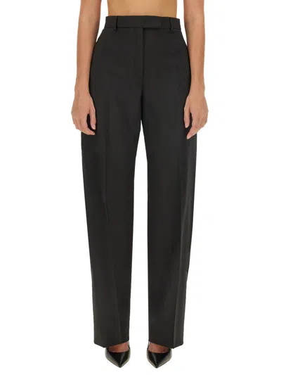 Sportmax Box-pleat Wool Palazzo Pants In Black