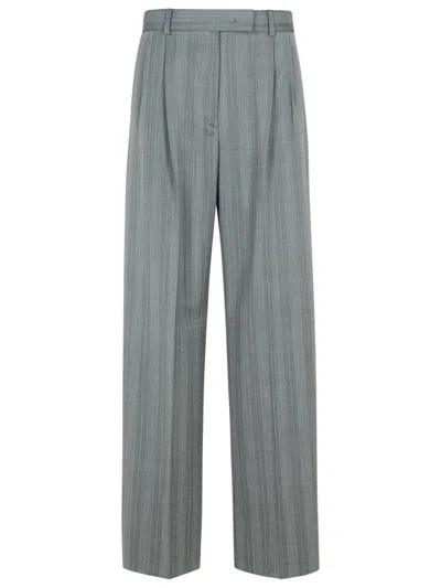 Sportmax Andalo Wool Blend Herringbone Wide Pants In Grey