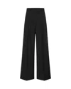 Sportmax Wide-leg Stretch Wool Pants With Asymmetric Closure In Black