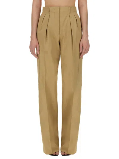 Sportmax High-waisted Brown Straight-leg Cargo Pants In Multi