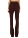 Sportmax Flared Trousers With Pockets And Loops In Burgundy
