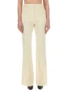 Sportmax Cream Flared Pants With Pinstripe Motif In Viscose Blend Woman In Beige