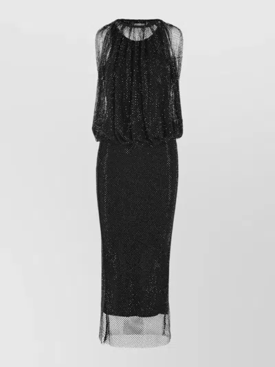 Sportmax Pappa Sleeveless Jersey Dress Crystal Detail In Black