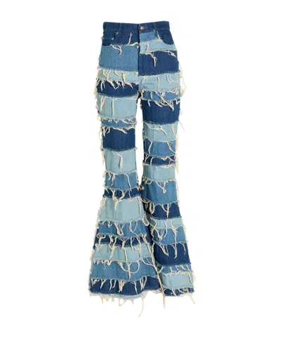 Sportmax Patchwork Bootcut Jeans In Blue