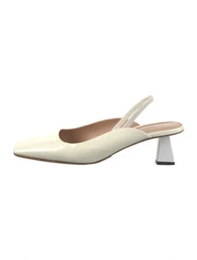 Pre-owned Sportmax Patent Leather Slingback Pumps In Neutrals