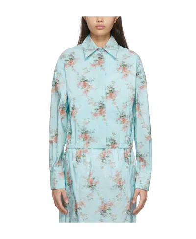 Sportmax Pattern Printed Long-sleeved Shirt In Blue