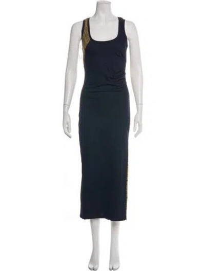 Pre-owned Sportmax Patterned Midi Length Dress In Blue