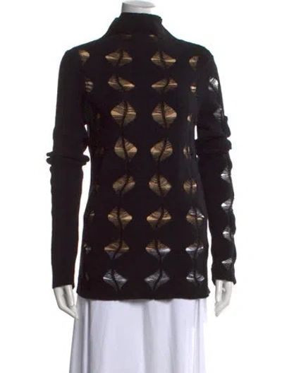 Pre-owned Sportmax Patterned Turtleneck Sweater In Black