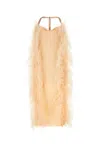 Sportmax Ussita Feather-trim Midi Dress In Cipria