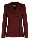 Sportmax Structured Double-breasted Jacket Back Vent In Burgundy