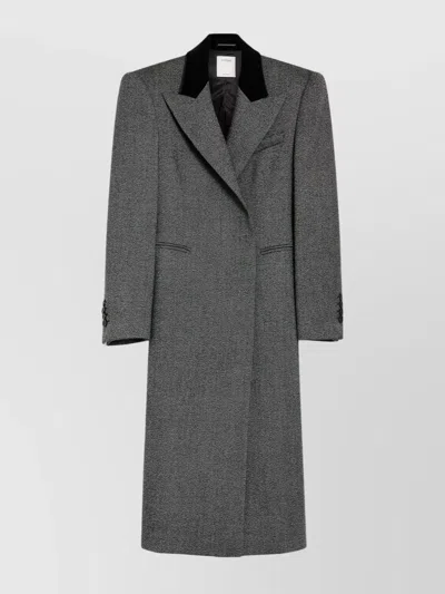 Sportmax Peak Lapels Oversized Masculine Coat In Grey