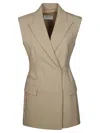 Sportmax Tailored Wool Vest Flap Pockets In Brown