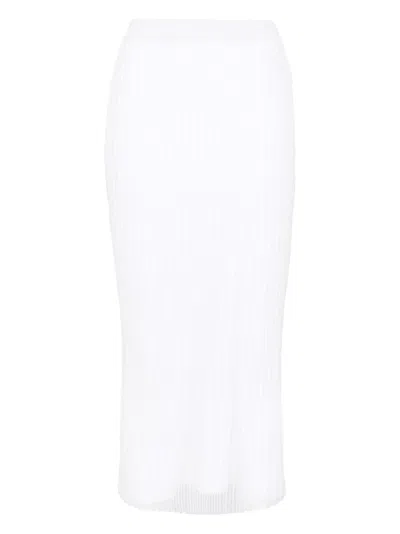Sportmax Pencil Midi Skirt With Removable Underskirt For Women In White