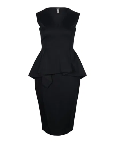 Sportmax Peplum Dress In Black Cotton