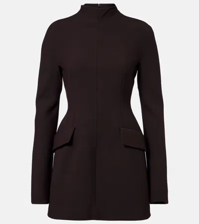 Sportmax Peplum Gabardine Minidress In Brown