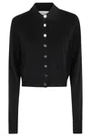 Sportmax Virgin Wool Cardigan With Classic Collar And Retro Charm In Black