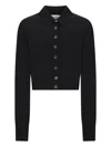 Sportmax Virgin Wool Cardigan With Classic Collar And Retro Charm In Black