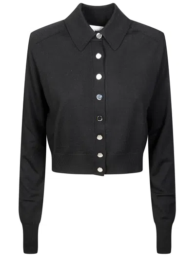 Sportmax Perseo Fitted Metallic Button Cardigan In Black