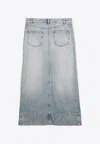 Sportmax Long Denim Skirt Inside Out In Blue