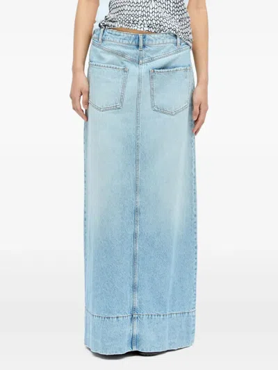 Sportmax Light-washed Denim Piavade Skirt In Blue