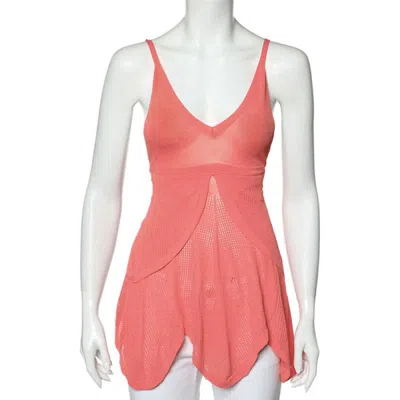 Sportmax Pink Perforated Knit Tie Back Overlay Top