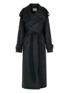 Sportmax Arold Pinstripe Trench Coat In Pure Wool In Blue
