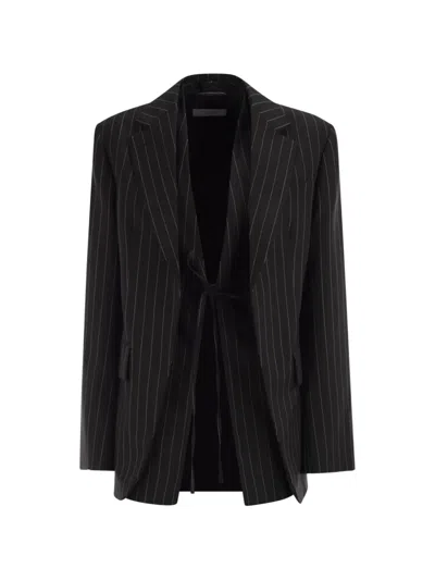 Sportmax Pinstripe Layered Blazer In Black