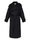 Sportmax Pinstripe-pattern Belted Coat In Black