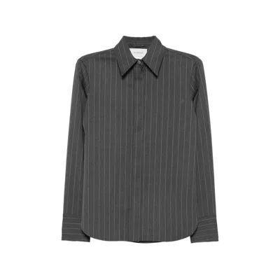 Sportmax Pinstripe Virgin Wool Shirt In Gray
