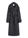 Sportmax Tailored Wool Coat Cinched Belt In Black