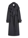 Sportmax Tailored Wool Coat Cinched Belt In Blue