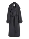 Sportmax Tailored Wool Coat Cinched Belt In Gray