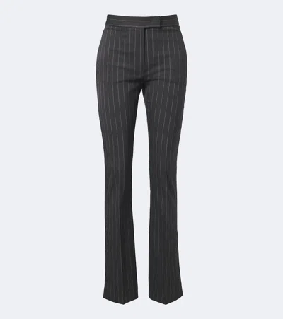 Sportmax Pinstriped Wool-blend Flared Pants In Gray