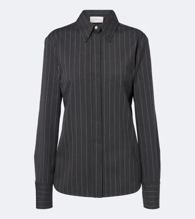 Sportmax Pinstriped Wool-blend Shirt In Blue
