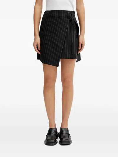 Sportmax Pinstripe-pattern Wrap Mini Skirt In Black