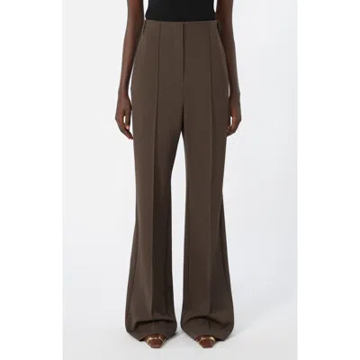 Sportmax Pintuck Knit Flare Leg Pants In Brown