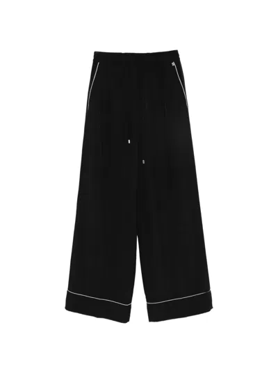 Sportmax Piping-detail Drawstring-waist Trousers In Black