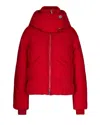 Sportmax Water-repellent Crinkled Red Puffer Jacket With Detachable Hood In Red