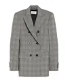 Sportmax Plaid Freshly Cut Wool Suit Coat In Gray