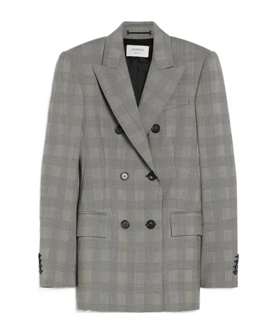 Sportmax Plaid Freshly Cut Wool Suit Coat In Gray