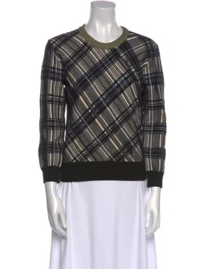 Pre-owned Sportmax Plaid Print Crew Neck Sweater In Black
