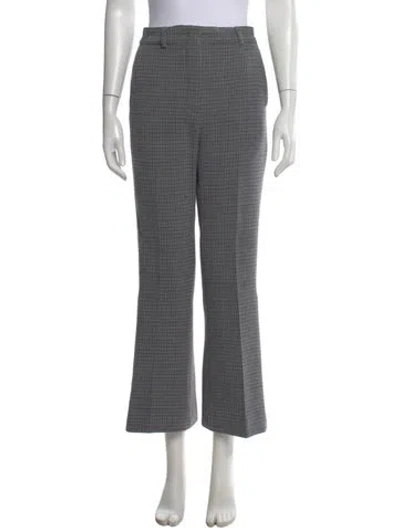 Pre-owned Sportmax Plaid Print Flared Pants In Gray