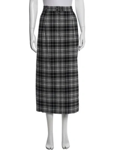 Pre-owned Sportmax Plaid Print Long Skirt In Black