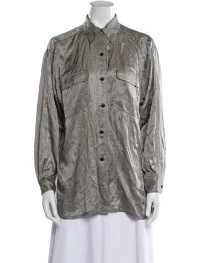 Pre-owned Sportmax Plaid Print Long Sleeve Button-up Top In Multi