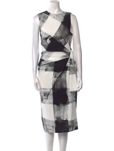 Pre-owned Sportmax Plaid Print Midi Length Dress In Gray