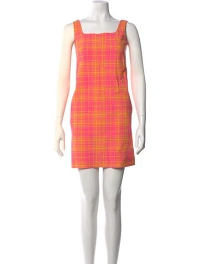 Pre-owned Sportmax Plaid Print Mini Dress In Pink